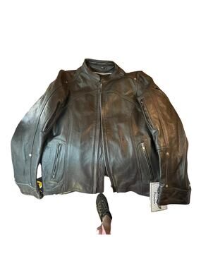 UNIK Women's XL Heavy Leather Motorcycle Jacket NWT Zip Out Liner Premium Coat
